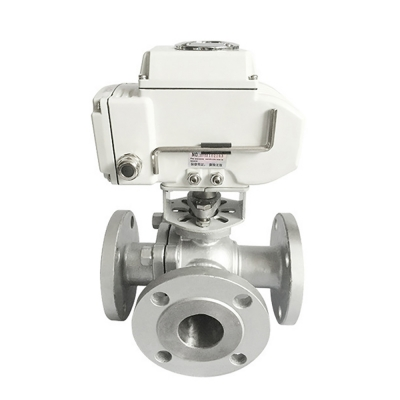 HK60-Q-TF - Van bi điện 3 ngã thân inox SS316 mặt bích